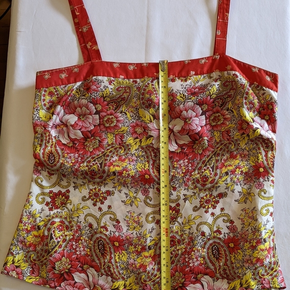 100% Silk Vintage Tank Top Flower Paisley Print - Picture 7 of 15
